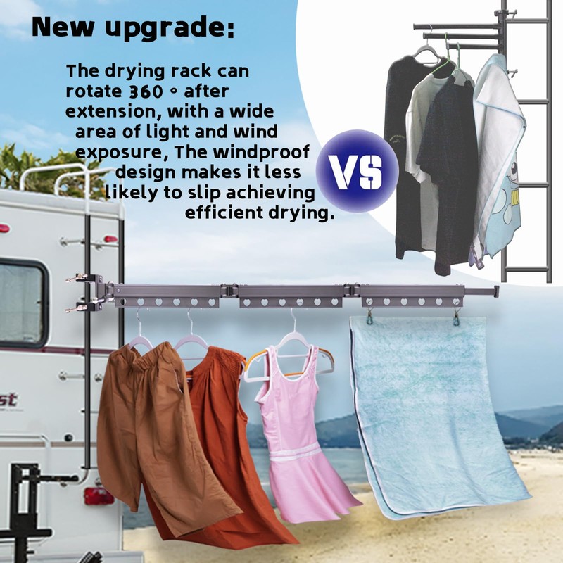 RV Clothes Drying Rack, Extendable Up to 50Inches, Clothes Drying