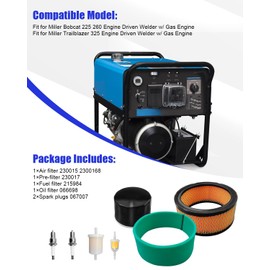 Tune-Up Filter Kit 230015 Compatible with Miller Bobcat 225 260 Gas Engine and Miller Trailblazer 325 Engine Driven Welder, Air Oil Fuel Filter Spark Plug Pre-Cleaner Engine Maintenance Kit