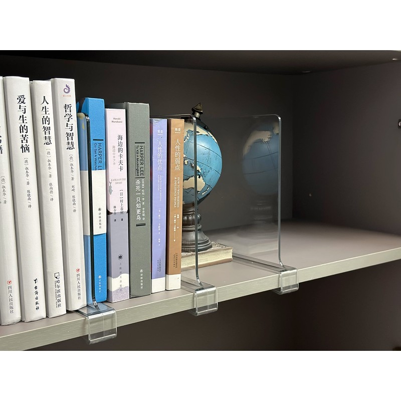 LikeU Acrylic Shelf Dividers for Closets,4 PCS Wood Shelf Dividers,Clear