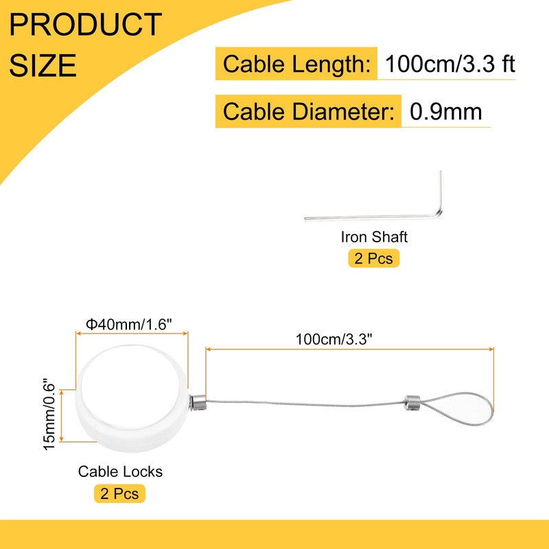 sourcing map 3.3ft Retractable Cable Lock with Latch Remote Control