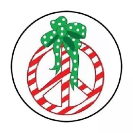 Homemade 48 Christmas peace sign !!  ENVELOPE SEALS LABELS STICKERS 1.2" ROUND
