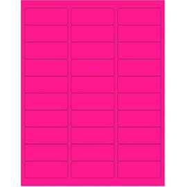 8-1/2 x 11" Neon Color High Light Fluorescent Labels for Laser & Inkjet Printer (Pink Fluorescent, 1" x 2-5/8" - 30 Per Page | 750 Labels)