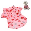 Dog Summer Shirts Cute Strawberry Print Turn Down Collar Snap