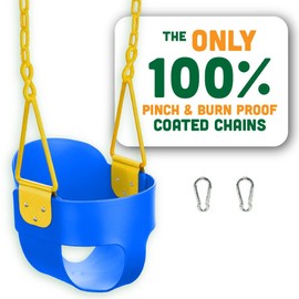 Deluxe High Back Full Bucket Toddler Swing with Exclusive Chain & Triangle Dip Pinch Protection and Carabiners for Easy Install - Red - Squirrel Products