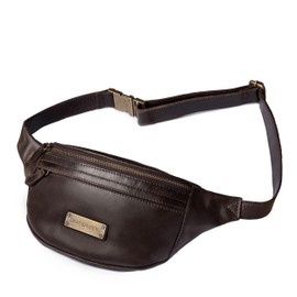DRAKENSBERG Leather Bum Bag 'Mel' for Men and Women - Waist Bag and Belt Bag in Vintage Design, 2L, Coffee-Brown-L, shoulder bag