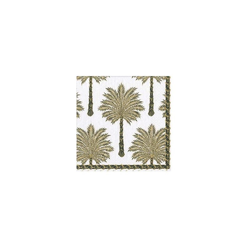 Caspari Grand Palms Paper Cocktail Napkins in Black - 20