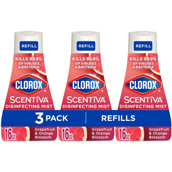 Clorox Scentiva Disinfecting Mist, Grapefruit and Orange Blossom, Refill, 16
