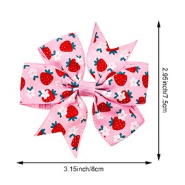 8pcs Strawberry Hair Bows for Girls Hair Clips Grosgrain Ribbon Pinwheel Bows with Alligator Clips Barrettes