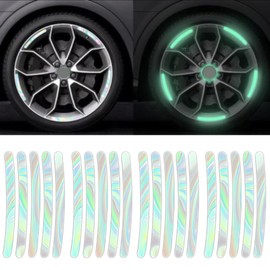 Ezweiji 20pcs Reflective Rim Strips Stickers for Car Motorcycle Wheels Bicycle Night Safety Decoration Strips Universal Anti-Scratch Reflective Rims Stickers (Luminous)