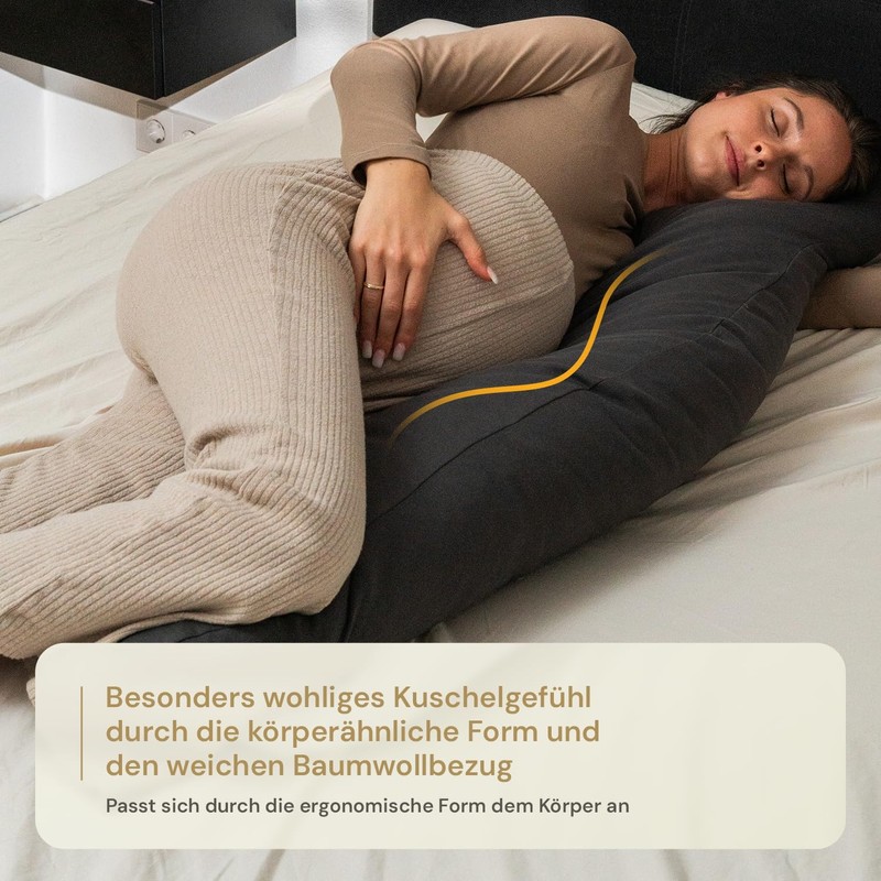 Opanoli Side Sleeper Pillow Cover Anthracite Made of 100% Cotton