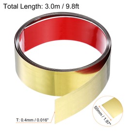 HARFINGTON 9.8ft x 1.97" Wall Trim Peel and Stick Molding Trim Frame, Self Adhesive Stainless Steel Mirror Finish Metal Strip for Wall Ceiling Floor Cabinet Tile Edge, Golden