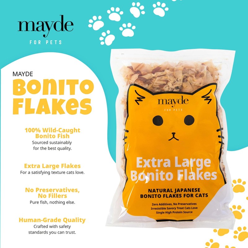 Mayde Bonito Flakes for Cats & Dogs, All-Natural High-Protein Treats,