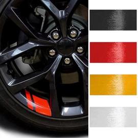 Adunsiaoto 6 Stück Auto Rad Reflektierende Aufkleber, Auto Streifen Racing Felgenaufkleber, Wasserdichte Auto Rad Streifen Dekorations Aufkleber, Automotive Universal Dekoratives Zubehör(Gelb)