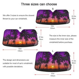 Coconut Palm Trees Car Windshield Sunshades Beach Sunset Sun Shade Reflective Block UV Rays Protector Keep Your Vehicle Cool Visor Cover Foldable for Car Truck SUV S