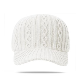 YAMEE Baseball Cap Winter for Women Knitted Hat with Visor Warm Fashion Winter Hat Women's Soft Breathable Baseball Cap Men Adjustable Baseball Cap for Men and Women for Running, Golf, Travel, White