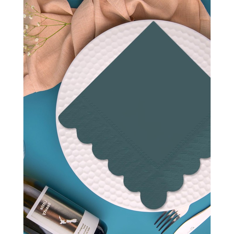 qiqee Dark Grayish Blue Cocktail Dinner Napkins 5x5inch Disposable Beverage,Wedding,