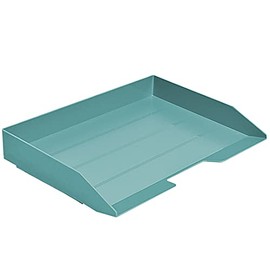 Acrimet Stackable Letter Tray Single Side Load Plastic Desktop File Organizer (Solid Green Color) (1 Unit)