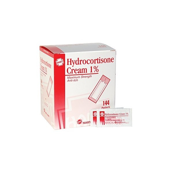 HART Health Hydrocortisone Cream 1%, Maximum Strength Anti-itch, 144 Packets, 1/32 oz (0.9m) Each