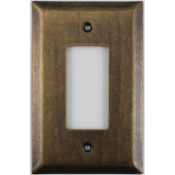 Jumbo Stamped Aged Antique Brass One Gang GFI/Rocker Switch Wall