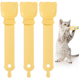 OKAMMY Treat Squeeze Spoon Dispenser - Multifunctional Lickable Wet Cat Treat Dispenser for Liquid Snack, Food Storage and Easy Hanging Feeding Spoon (3 Orange)