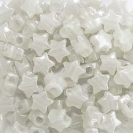 Star Beads White Nightglow Glow in The Dark 13mm Pony Beads