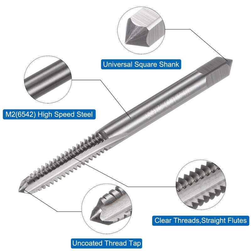 sourcing map 3pcs Hand Tap Set, 1/4-20 UNC Taper/Plug/Bottom Thread