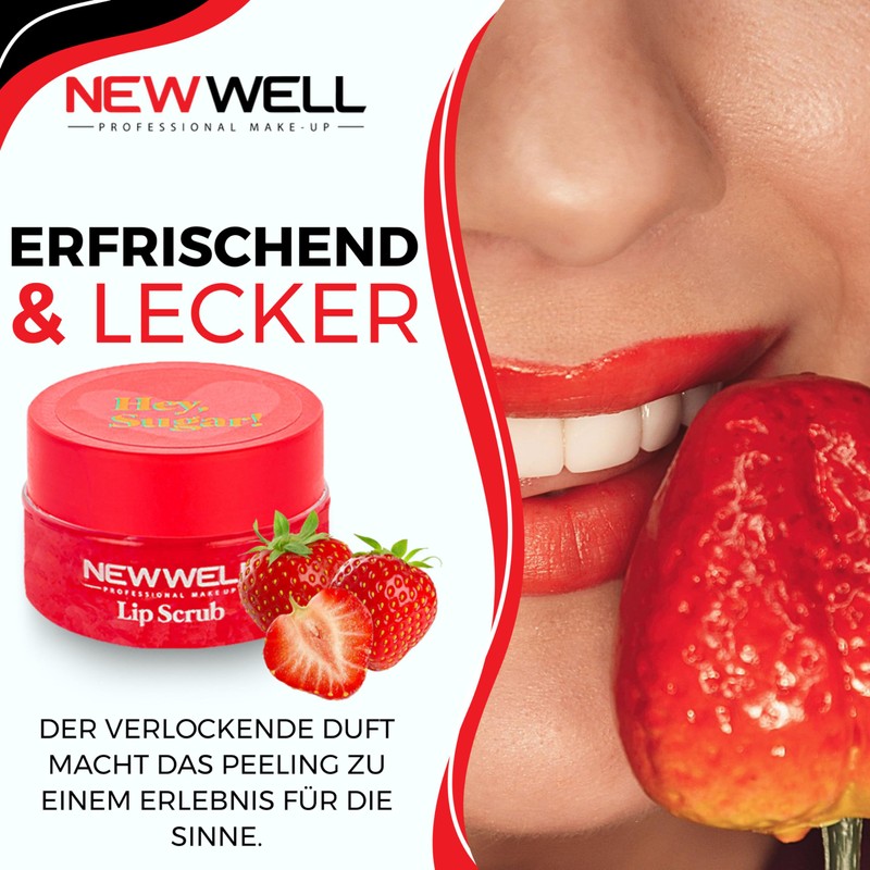 NEW WELL Lip Scrub Lippen Peeling - Intensive Feuchtigkeit, Vegan,