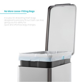 Home Zone Living 2-Pack 12 Gallon Kitchen Trash Bags with Drawstring Handles, Heavy Duty Custom Fit Design for Standard 45 to 50 Liter Kitchen Trash Cans, Code 45S, 60-Count