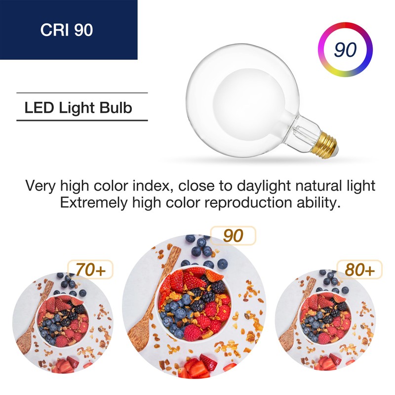 FLSNT Globe LED Large Edison Bulbs, 2700K Soft White, Dimmable,