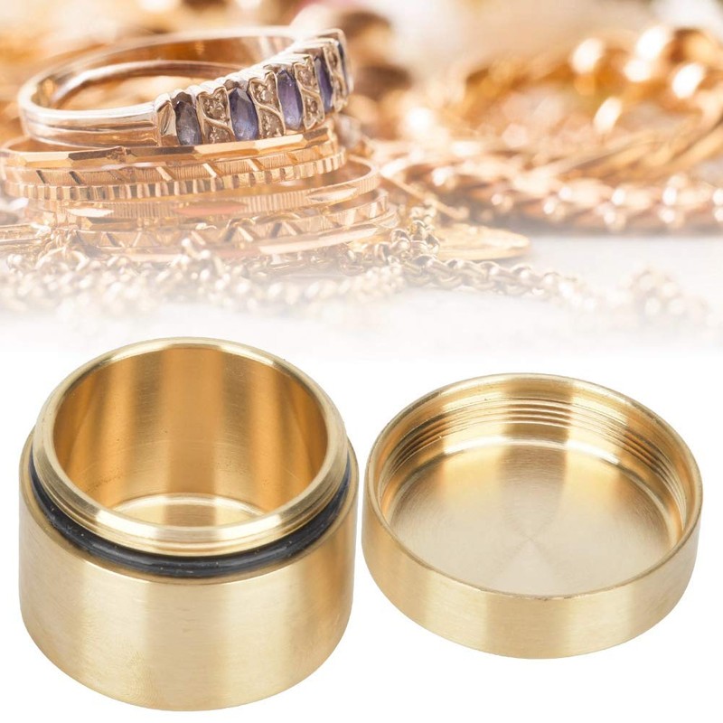 Dilwe Pocket Pill Boxes, Brass Round Shape Waterproof Dustproof Moisture