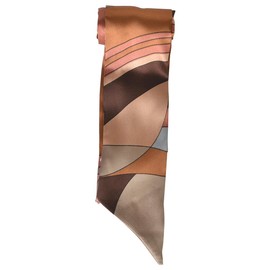 curvy's Long Scarf Bow Tie Bag Scarf Stole Silk Touch, 13. pop brown