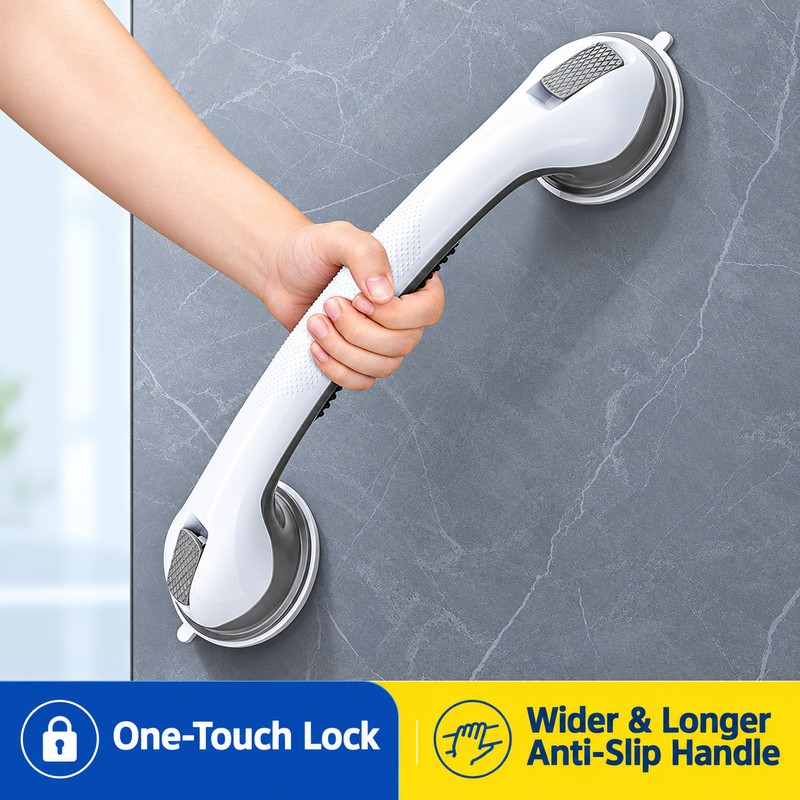 17-Inch Bathroom Grab Bar for Shower Support – No-Drill Anti-Slip