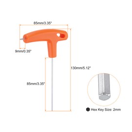 HARFINGTON T-Handle Hex Key Wrench 2mm Metric CR-V T-Key Inner Hexagon Wrenches Spanner Repair Tool for Automotive Household Maintenance, Orange
