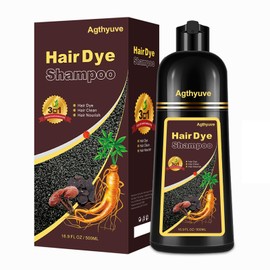 Agthyuve Hair Dye Shampoo 3 in 1, Dark Brown Hair Dye 16.9 FL Oz, Hair Shampoo, Semi-Permanent Hair Color Shampoo, Lasts 30 Days (Dark Brown)