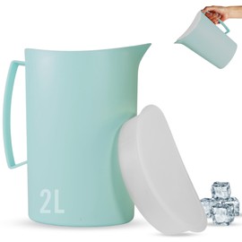 Mypicompany Water Carafe 2 Litre Made of High-Quality Plastic, BPA-Free, Carafe with Lid, Multifunctional for Celebrations and Outdoor Activities, Plastic Carafe (Green)