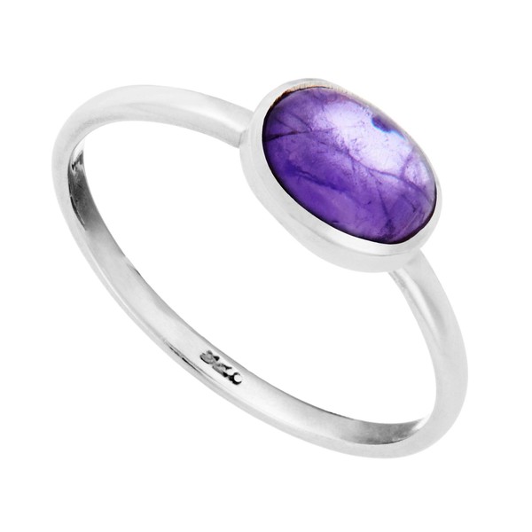 81stgeneration Women's 925 Sterling Silver Amethyst Oval Gemstone Birthstone Stackable
