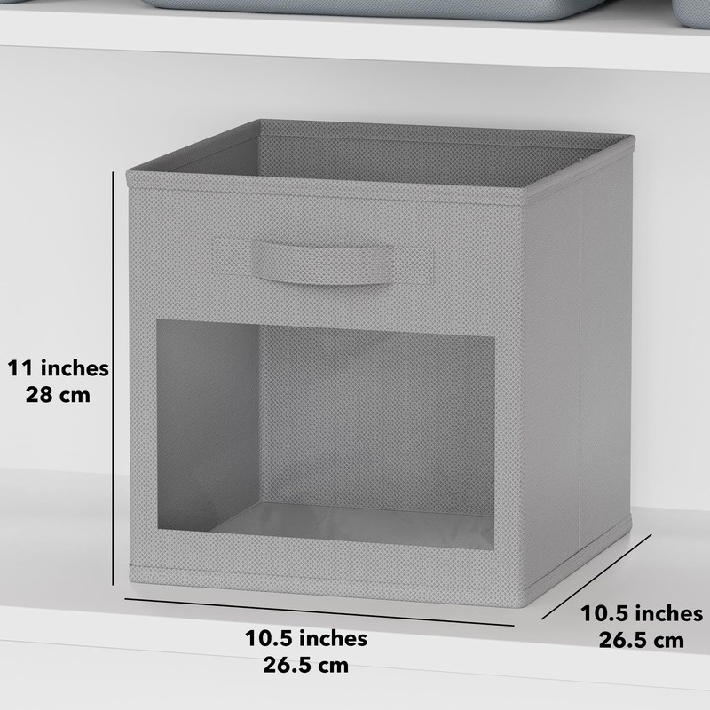 SpaceAid Storage Cubes with Clear Windows, Set of 6 Fabric