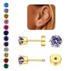 Hypoallergenic Birthstone Stud Earrings for Women Brilliant Cut Round Cubic