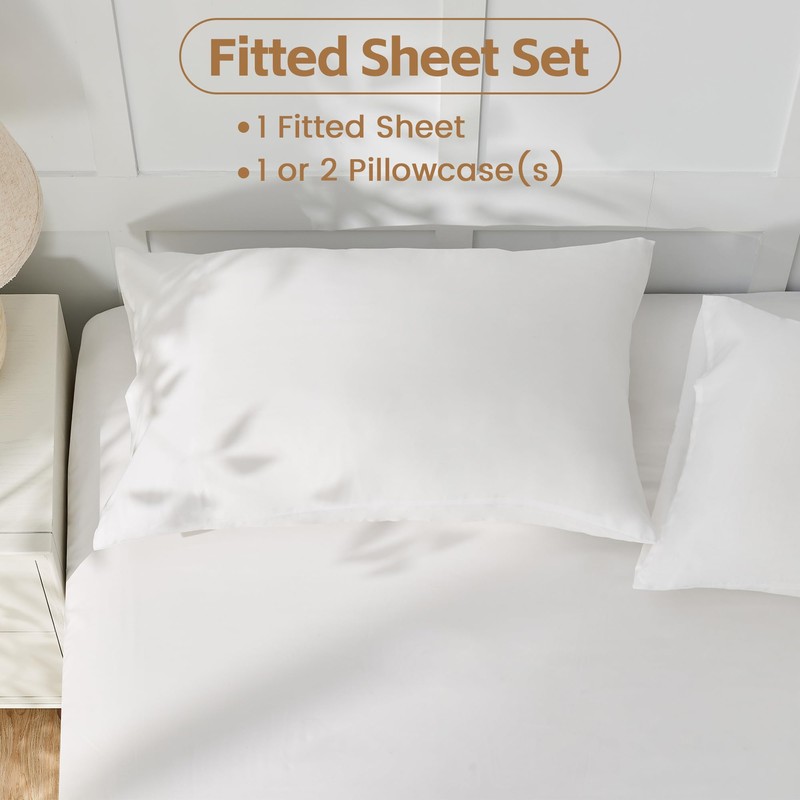 LINENOVA King Single Fitted Sheet Set – 2-Piece Ultra Soft
