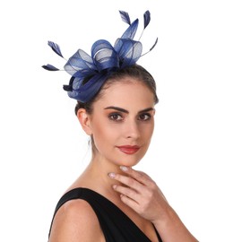 Sinamay Flower Feather Headband Fascinator Wedding Headwear Ladies Race Royal Ascot Pillbox Wedding Cocktail Tea Party Derby Hat for Women