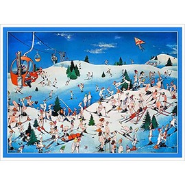 Nude Resort Funny Vintage Ski Poster - 22 x 28 inches, Comes in 2 Sizes