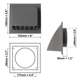 EUROPLAST Ventilation Grille Diameter 100 mm Grey Exhaust Hood Ventilation with Backflow Flap Plastic Ventilation Hood