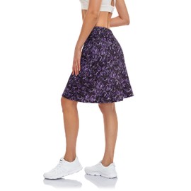 BLEVONH Plus Size Golf Skort - 20" Knee Length Athletic Skirt With Pockets, High Waisted, Drawstring Tennis Skort, Summer 2022, Violet 3XL