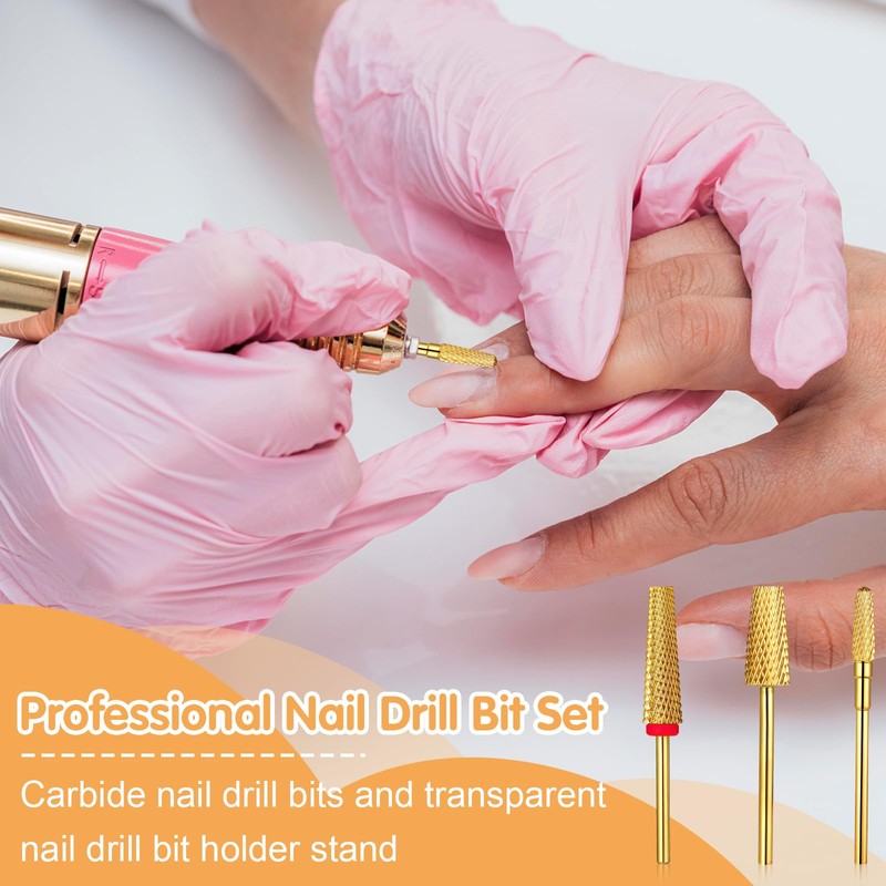 Qianyu 3-Piece Nail Drill Set 5-in-1 Carbide Nail Art Tools