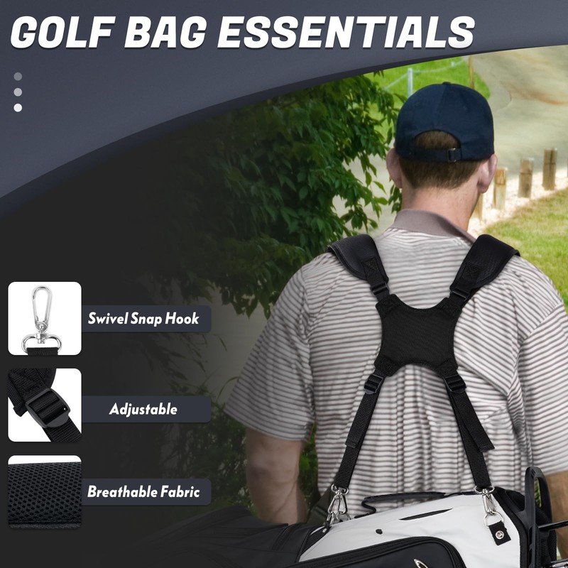 LZFAN Golf Bag Straps,Universal Replacement Double Shoulder Shoulder Straps,PU Leather