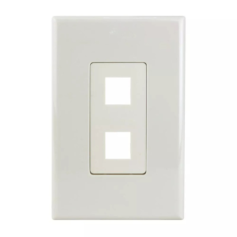 Construct Pro 2-Port Keystone Wall Plate with Screwless Face (Light