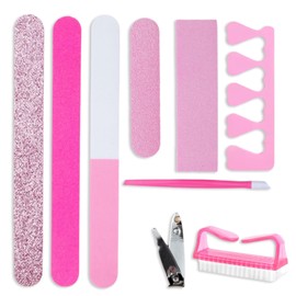 9Pcs Nail Files & Buffers Set, Sanding & Polishing Sanding Strips for Manicure & Pedicure Tools, Nail Buffer Blocks with Cuticle Remover Cuticle Nippers Cuticle Pusher