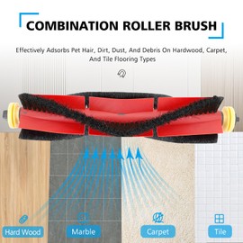 YBVABE Main Brushes for Roborock S6 Series, S5,S50, S51, E25, E35,E4, S4, E2, C10, 3 Pack Replacement Parts Easy Clean Detachable Brush Accessories