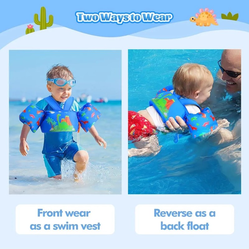 Chaleco De Natación Moko Para Niños 20-50 Lbs, Diseño Divert