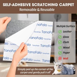 Cat Scratching Mat, 100"x16" Self-Adhesive Carpet Mat Trimmable Replacement for Cat Tree, Cat Wall Shelves, Cat Scratching Post, TanoFalo DIY Couch Furniture Protector (Dark Gray)